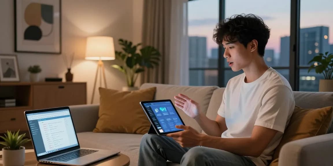 Engaging NSFW AI interaction in modern urban apartment setting, showcasing technology and lifestyle integration.