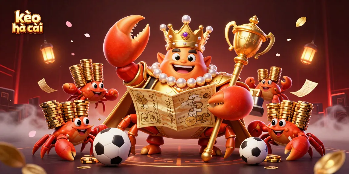 Engage with kèo nhà cái in this vibrant sports betting scene featuring a golden crab emperor.