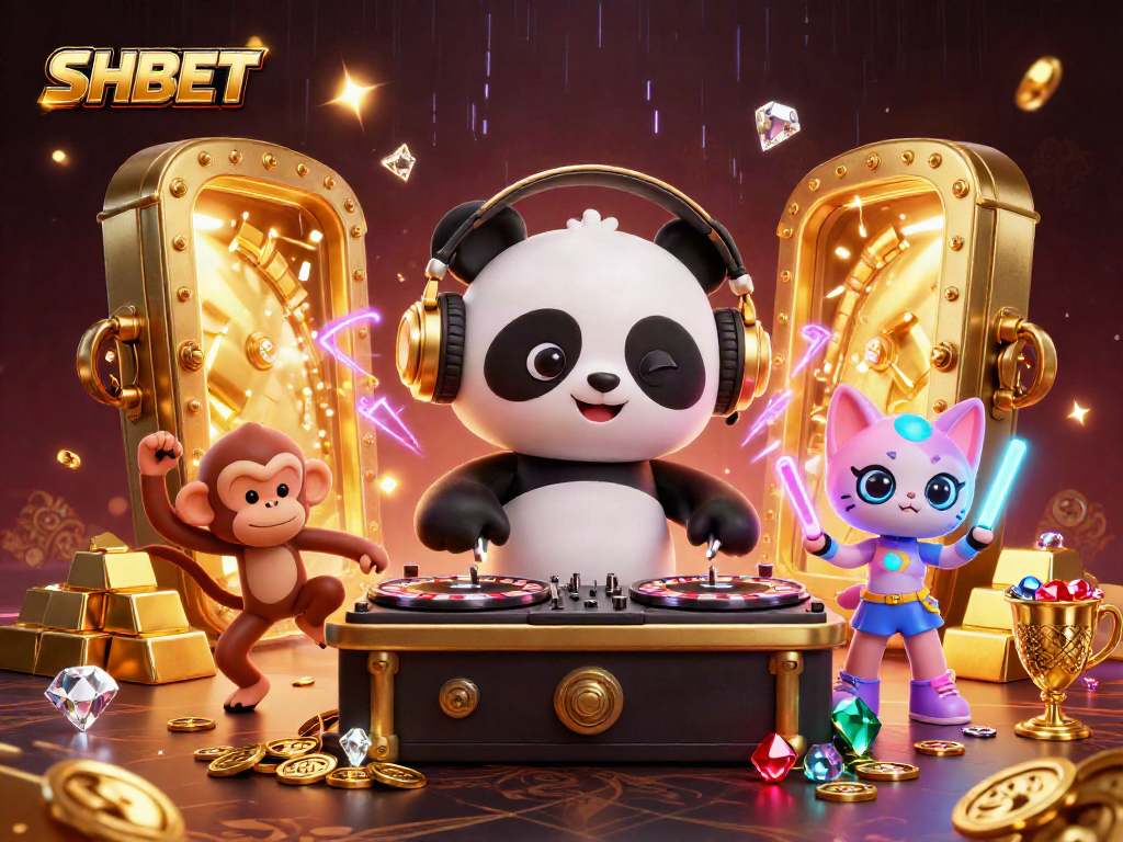 Join the excitement in SHBET with vibrant 3D characters enjoying casino fun!