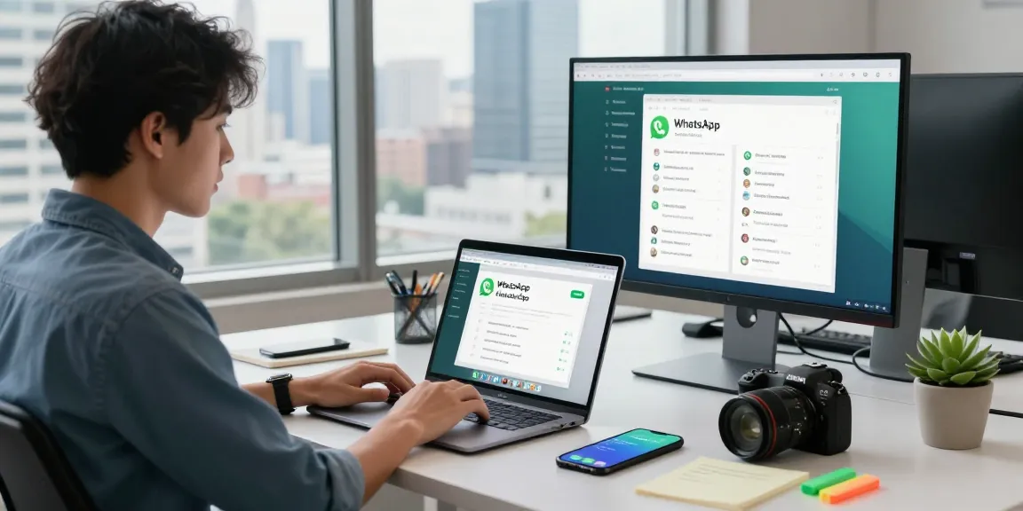 WhatsApp下載 workspace scene highlighting productivity and communication