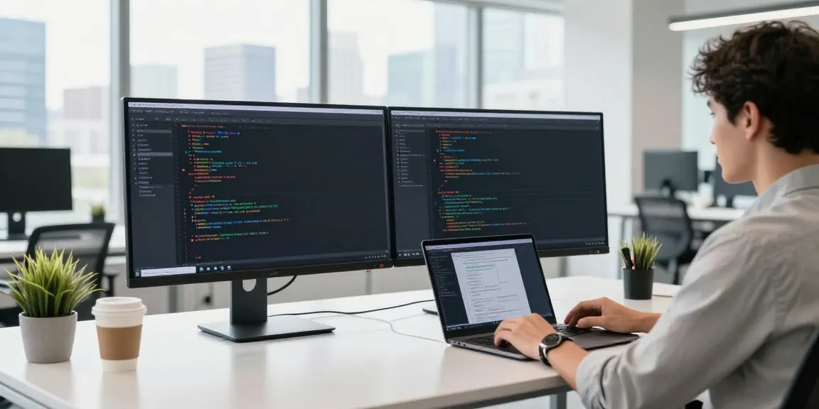 Developer showcasing instant indexing techniques in a vibrant tech workspace.