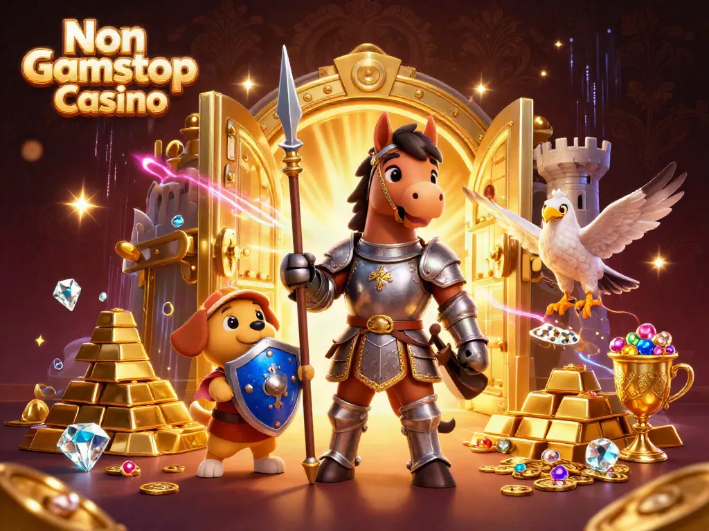 Experience the thrill of Non Gamstop Casino with our vibrant 3D illustration showcasing gaming excitement.