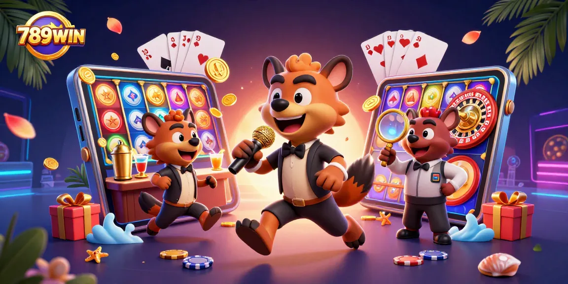 Experience excitement with 789WIN as hyenas entertain in a vibrant casino scene.