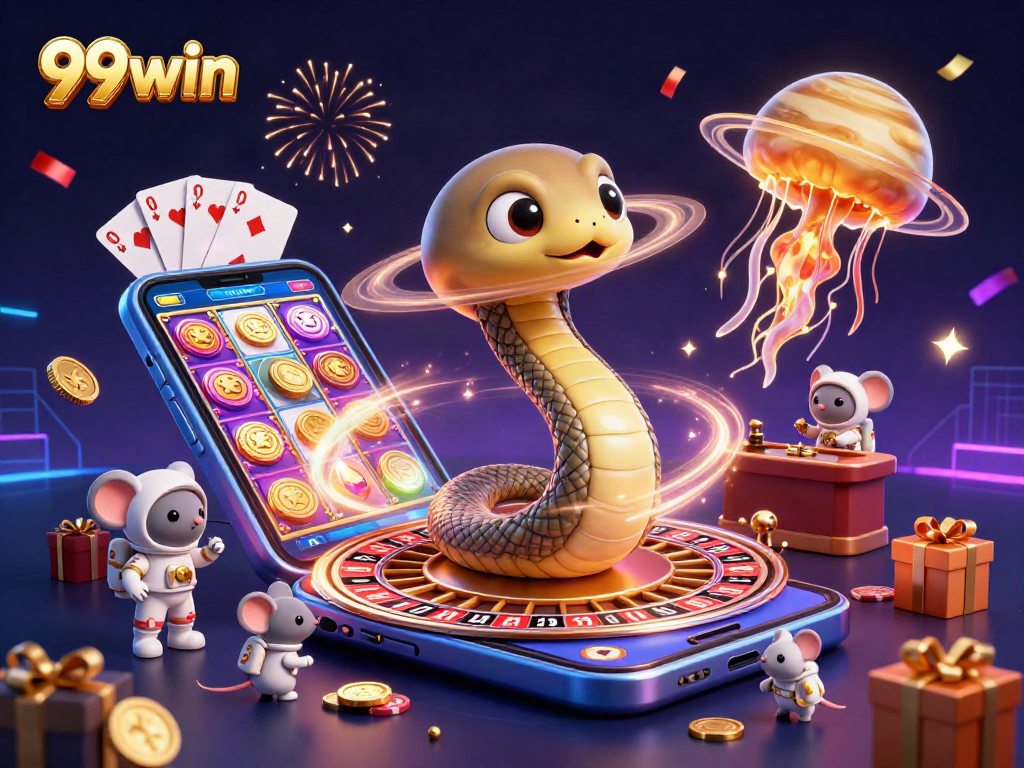 Experience thrilling bets with 99win as astronaut mice gamble on cosmic roulette.