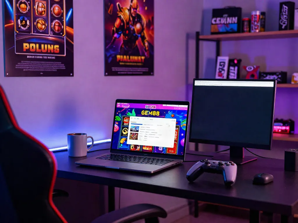 User enjoying the GEM88 platform with gaming graphics and a vibrant atmosphere