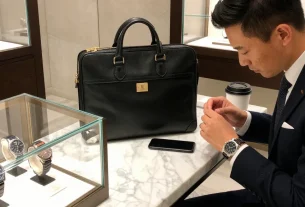 Inspecting super clone watches in a luxurious boutique setting with detailed craftsmanship.