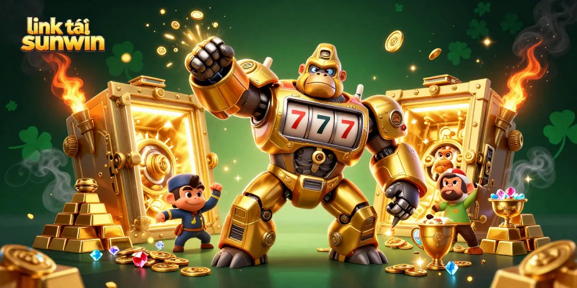 Experience thrilling wins with link tải sunwin as the golden gorilla mech leads the charge in a vibrant casino scene.