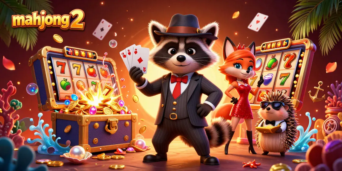 Engage with mahjong 2 slot adventures featuring a suave raccoon, stunning visuals, and exciting gameplay.