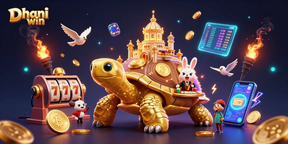 Dhani win invites players with a vibrant 3D casino scene featuring unique characters and thrilling game elements.