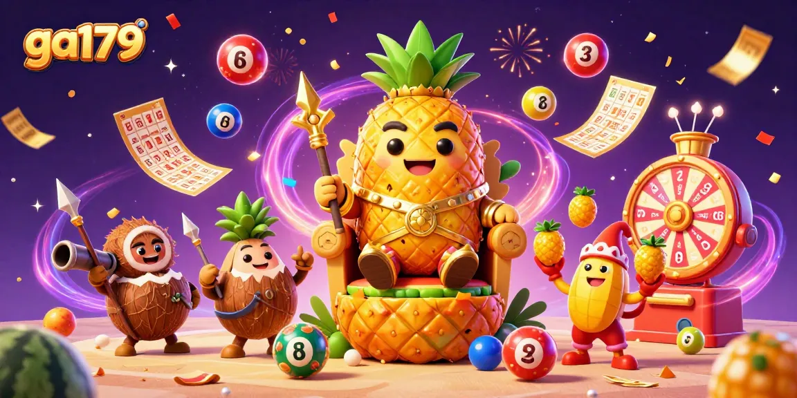 Experience thrilling gameplay with ga179's vibrant casino scene featuring the golden pineapple king.